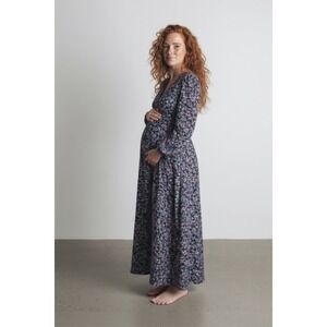 Topshop Maternity Floral V Neck Empire Waist Long Sleeve US Size 6 Midi Dress